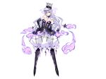  anthropomorphism chandelure cleavage crown daive elbow_gloves long_hair pointed_ears pokemon purple_hair ribbons white yellow_eyes 