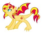  cutie_mark dragon equestria_girls equestrian_girls fangs female feral green_eyes hair horn hybrid my_little_pony plain_background scalie solo sunset_shimmer_(eg) taliziminvader two_tone_hair wings 