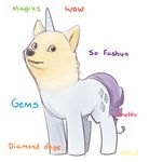 cobalt_snow cutie_mark dog doge english_text equine friendship_is_magic horn horse hybrid looking_at_viewer mammal meme my_little_pony pony rarity_(mlp) solo stare text unicorn what_has_science_done 