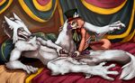  2013 ambiguous_gender avian bed bird blush dildo feathers female fur hat insertion lying on_back penetration pink_feathers prehensile_clitoral_hood raised_leg sergal sex_toy spread_legs spreading syrinoth top_hat white_fur wings 
