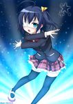  black_hair chuunibyou_demo_koi_ga_shitai! eyepatch green_eyes school_uniform short_hair side_ponytail takanashi_rikka thighhighs win_opz 