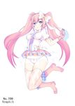  :&lt; blue_eyes boots bow daive gen_6_pokemon gloves highres long_hair panties personification pink_footwear pink_gloves pink_hair pokemon ribbon see-through skirt solo sylveon thighhighs underwear white_legwear white_panties 