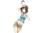  andou_natsuki brown_eyes brown_hair kitakubu_katsudou_kiroku midiman navel panties popsicle short_hair shorts transparent underwear 