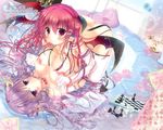  bat_wings blush book breast_press breasts chess_piece chessboard corded_phone cover crescent demon_tail elbow_gloves girl_on_top gloves hair_ornament head_wings interlocked_fingers koakuma large_breasts long_hair looking_at_viewer multiple_girls nipples patchouli_knowledge pekopokox phone pointy_ears purple_eyes purple_hair red_eyes red_hair ribbon rotary_phone smile symmetrical_docking tail thighhighs touhou white_gloves white_legwear wings yuri 