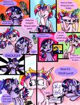  comic curling_iron cutie_mark dialog english_text equine eyes_closed female feral friendship_is_magic frostykat13 frown fur glowing hair hairbrush hairspray horn horse long_hair looking_back magic makeover mammal my_little_pony open_mouth pony ponytail princess_cadance_(mlp) purple_eyes purple_hair smile teeth text tongue twilight_sparkle_(mlp) unicorn winged_unicorn wings young 