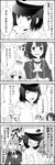  atago_(kantai_collection) bad_id bad_pixiv_id comic female_admiral_(kantai_collection) greyscale highres kantai_collection kumano_(kantai_collection) long_hair military military_uniform monochrome multiple_girls naval_uniform short_hair takao_(kantai_collection) translated udon_(shiratama) uniform younger 