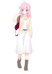  pink_hair piyodera_mucha purple_eyes simple_background solo white_background 