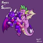  2013 balls claws cynder dragon english_text erection female foot_fetish friendship_is_magic horn licking licking_foot male my_little_pony penis scalie spike_(mlp) spread_legs spreading spyro_the_dragon text toe_claws tongue wings 
