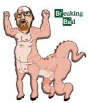 bald beard breaking_bad english_text eyewear facial_hair fist glasses goatee male nipples open_mouth parody plain_background solo taur text this_isnt_even_my_final_form what what_has_science_done white_background 