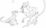  big chimera claws hair hybrid kunako male niuxii open_mouth paws plain_background predator sergal tall teeth toe_claws tongue tongue_out white_background 