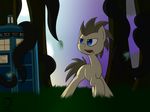  brown_fur brown_hair cutie_mark doctor_whooves_(mlp) equine feral forest friendship_is_magic frown fur hair horse male mammal mechashockwave515 my_little_pony outside pony solo standing tardis tree vines 