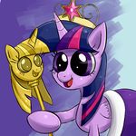  crown equine female feral friendship_is_magic fur hair horn horse long_hair mammal multi-colored_hair my_little_pony open_mouth polearm pony purple_eyes purple_fur purple_hair senxshine smile solo staff tongue twilight_scepter_(mlp) twilight_sparkle_(mlp) winged_unicorn wings 