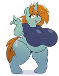  anthro anthrofied big_breasts breasts chubby clothed clothing crossgender cutie_mark equine female friendship_is_magic horn huge_breasts mammal my_little_pony overweight sbshouseofpancakes skimpy snips_(mlp) solo unicorn 