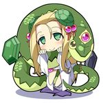  blonde_hair green_eyes hair_bobbles hair_ornament highres long_hair meimei_(p&amp;d) nyagakiya puzzle_&amp;_dragons smile snake solo 