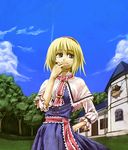  alice_margatroid bad_id bad_pixiv_id blonde_hair blue_eyes cervus cigarette damaged dress hairband smoking solo tie_clip touhou 