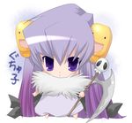  chibi gradient_hair guchuko kosumo multicolored_hair potemayo purple_eyes scythe solo 