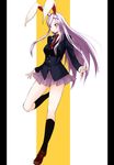  animal_ears bad_id bad_pixiv_id bunny_ears highres long_hair pillarboxed purple_hair red_eyes reisen_udongein_inaba socks solo standing standing_on_one_leg takaharu touhou 