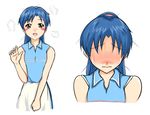  blue_hair blush flat_chest idolmaster idolmaster_(classic) idolmaster_live_for_you! kisaragi_chihaya neokir ponytail solo 