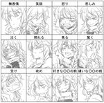  angry chart closed_eyes crying expressions greyscale kirisame_marisa monochrome multiple_views ribbon serious smile surprised tears touhou translated youko_(santarose) 