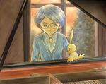  ahiru ahiru_(duck) ahoge autor bird blue_hair duck glasses grand_piano horikiri_akio instrument male_focus piano princess_tutu school_uniform 