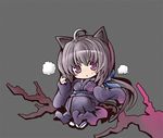  :&lt; ahoge animal_ears blush cat_ears chibi japanese_clothes kimono original purple_eyes shio_poteto solo 