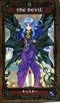  blue_eyes blue_hair braid cape caster dress elbow_gloves fate/stay_night fate_(series) gloves highres long_hair pointy_ears scan solo staff tarot tenkuu_sphere 