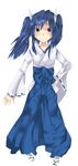  ayane_(nagasarete_airantou) bad_id bad_pixiv_id blue_hair blue_hakama hair_ribbon hakama hand_on_hip highres japanese_clothes nagasarete_airantou ribbon solo twintails unichiri 