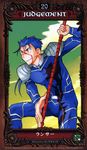  blood blood_on_face character_name fate/stay_night fate_(series) gae_bolg haizumi_natsuki highres lancer male_focus polearm scan solo spear tarot weapon 