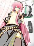  bad_id bad_pixiv_id banned_artist blue_eyes headphones long_hair megurine_luka microphone open_clothes open_shirt pink_hair shikano_sumiaki shirt solo thighhighs undressing very_long_hair vocaloid 