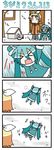  &gt;_&lt; 4koma \o/ aqua_hair arms_up chibi chibi_miku closed_eyes comic hatsune_miku kagamine_rin minami_(colorful_palette) multiple_girls outstretched_arms silent_comic snow twintails vocaloid you're_doing_it_wrong 