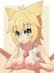  bad_id bad_pixiv_id bare_shoulders blonde_hair blue_eyes blush breasts censored gj-bu hetero highres hiren kirara_bernstein large_breasts mosaic_censoring nipples open_mouth paizuri penis short_hair solo_focus vest 