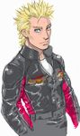  biker_clothes blonde_hair blue_eyes jacket jacky_bryant male_focus solo spiked_hair virtua_fighter 