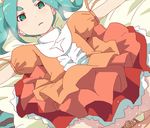  1girl bed blush censored clothed_sex dress green_eyes green_hair lying monogatari_(series) oekaki ononoki_yotsugi penis pussy sex short_hair short_twintails solo_focus spread_legs teal_eyes teal_hair tomu_(tomubobu) tomubobu twintails 