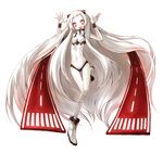  absurdly_long_hair airfield_hime ankle_boots bad_id bad_pixiv_id boots buran_(kure) full_body highres horns kantai_collection long_hair open_mouth red_eyes shinkaisei-kan solo very_long_hair white_footwear white_hair 