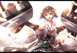  blue_eyes brown_hair headband hiei_(kancolle) japanese_clothes kantai_collection sakura_ani short_hair skirt 