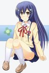  blue_eyes blue_hair brown_eyes crossdressing date_a_live hair_ornament hair_ribbon hairclip itsuka_shidou itsuka_shiori ponytail ribbon school_uniform sd spoilers trap wig 