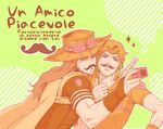  camera facial_hair goggles goggles_on_headwear gyro_zeppeli hat hitsuji_merry italian johnny_joestar jojo_no_kimyou_na_bouken male_focus multiple_boys mustache self_shot steel_ball_run thumbs_up translated 