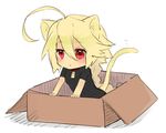  ahoge animal_ears blazblue blonde_hair box cat_ears cat_tail commentary_request lambda-11 long_hair lowres red_eyes solo tail yuya_(oshidori) 