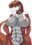  anthro anthrofied bald big big_breasts black_eyes breasts dinosaur female looking_at_viewer looking_down nintendo nipples nude plain_background pok&#233;mon pok&eacute;mon red_eyes red_nose reptile scalie shadow shiny solo standing sya theropod tyrannosaurus_rex tyrantrum video_games white_background 