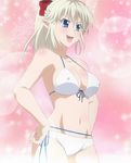  blonde_hair blue_eyes breasts cleavage fino_bloodstone hands_on_hips ponytail solo sparkle swimsuit yuusha_ni_narenakatta_ore_wa_shibushibu_shuushoku_wo_ketsui_shimashita. 