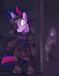  bipedal crossover ende equine eye_patch eyewear female friendship_is_magic hair horn horse mammal metal_gear my_little_pony pink_hair pinkamena_(mlp) pinkie_pie_(mlp) pony purple_eyes standing twilight_sparkle_(mlp) two_tone_hair unicorn 