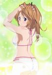  brown_hair elsa_crucial from_behind long_hair purple_eyes solo sparkle swimsuit yuusha_ni_narenakatta_ore_wa_shibushibu_shuushoku_wo_ketsui_shimashita. 