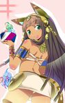  :t absurdres animal_ears ass bastet_(p&amp;d) brown_hair cat_ears eating egyptian food from_behind green_eyes highres ice_cream jewelry long_hair looking_back miniskirt ohland panties puzzle_&amp;_dragons skirt solo tail underwear 