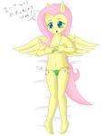  anthro anthrofied bikini blush breasts child clothing female fluttershy_(mlp) friendship_is_magic green_eyes human humanized my_little_pony open_mouth simple_background swimsuit wings young 