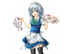  blue_eyes dabadhi headband izayoi_sakuya maid short_hair thighhighs touhou white white_hair 