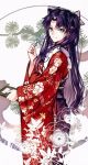 1girl fate_(series) japanese_clothes kimono pen tohsaka_rin yaoshi_jun 