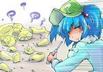  :&gt; bad_end blue_eyes blue_hair broken defeat disarming failure hair_bobbles hair_ornament hat kawashiro_nitori long_sleeves looking_at_viewer looking_back mecha phobos_(vampire) robot screw screwdriver shinapuu sweat touhou two_side_up vampire_(game) 