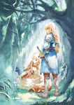  agrias_oaks armor bad_id bad_pixiv_id blonde_hair blue_eyes braid breasts brown_eyes cape dress final_fantasy final_fantasy_tactics gloves knight long_hair medium_breasts multiple_girls ovelia_atkascha single_braid snowleo sword weapon 