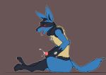  animal_genitalia animal_penis anthro black_fur blue_fur blush canine_penis cum cumshot ejaculation erection fur koba lucario male masturbation nintendo orgasm penile_masturbation penis pok&eacute;mon pok&eacute;mon_(species) simple_background sitting solo tongue tongue_out video_games 