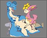  blush cervine deer deerling dripping drooling eyes_closed female grey_background lapras lesbian mammal misericorde nintendo plain_background pok&#233;mon pok&eacute;mon pussy pussy_juice saliva size_difference tongue tongue_out video_games 